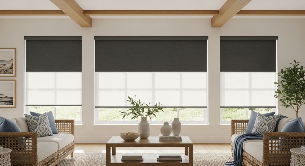 Dual Roller Shade Living Room